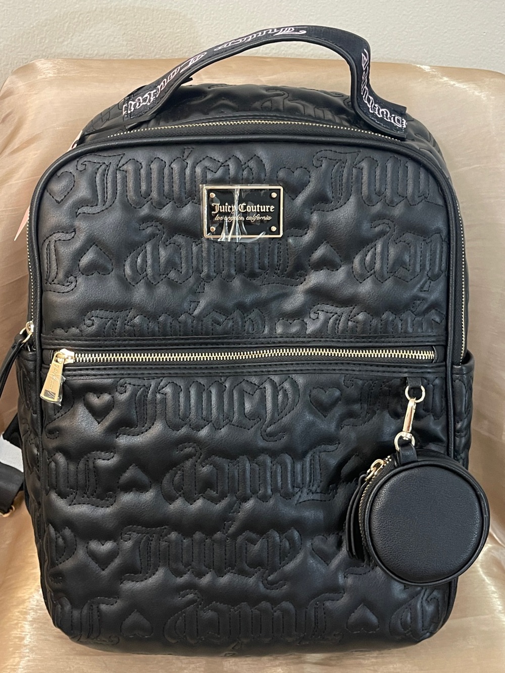 NWT Juicy Couture Puffed Up Full Size Backpack Black with Coin Purse
